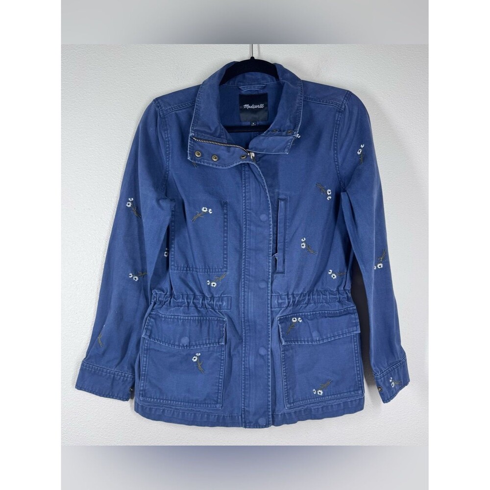 Madewell Embroidered Floral Passage Jacket Navy Blue Utility Boho Medium